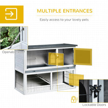 Load image into Gallery viewer, Cozy Grey Rabbit Hutch &amp; Run with Removable Tray - Perfect for Indoor &amp; Outdoor Fun!
