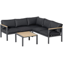 Load image into Gallery viewer, Stylish 5-Seater L-Shaped Aluminium Corner Sofa Set with Table - Dark Grey
