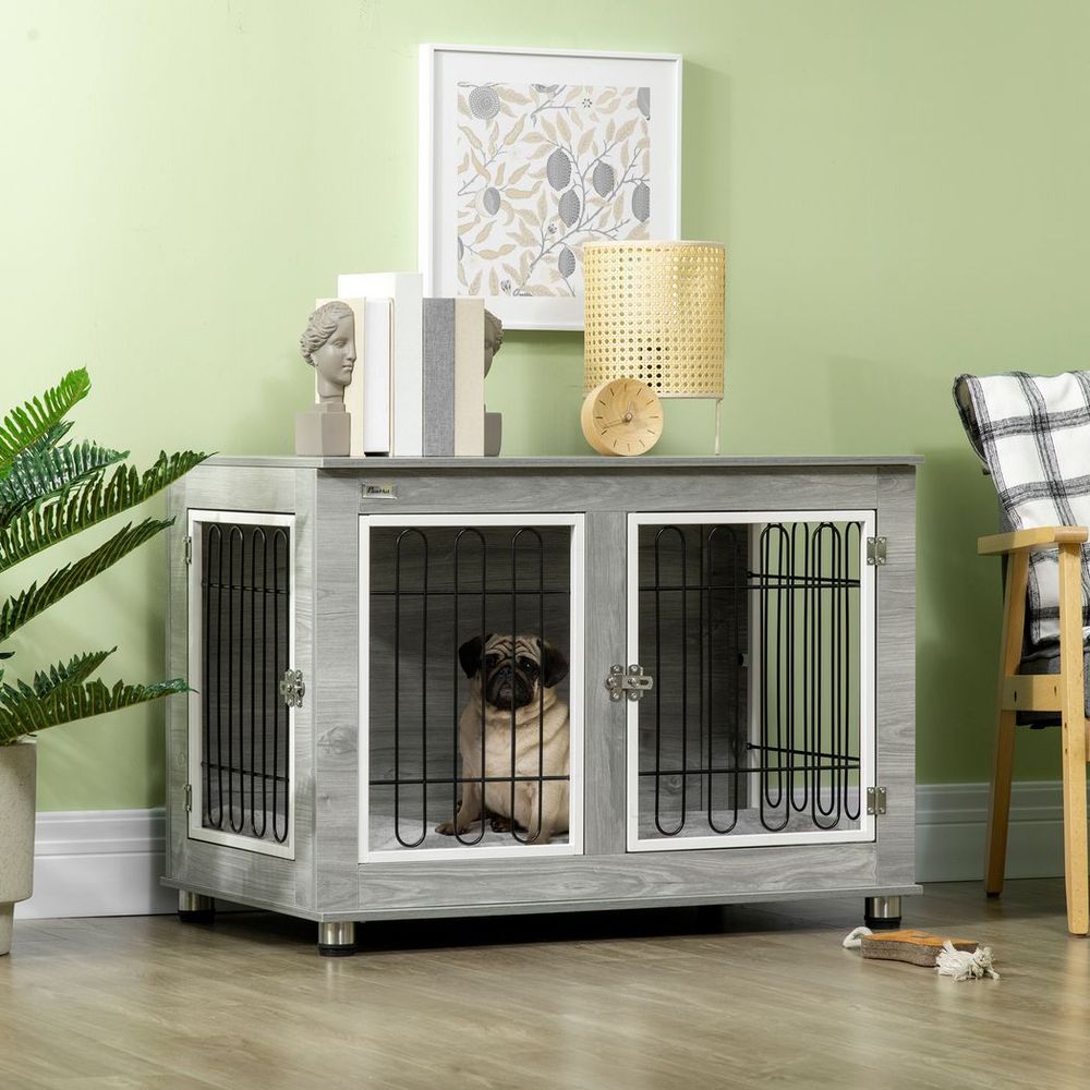 Stylish PawHut Dog Crate End Table: Cozy, Functional, and Secure for Pets!