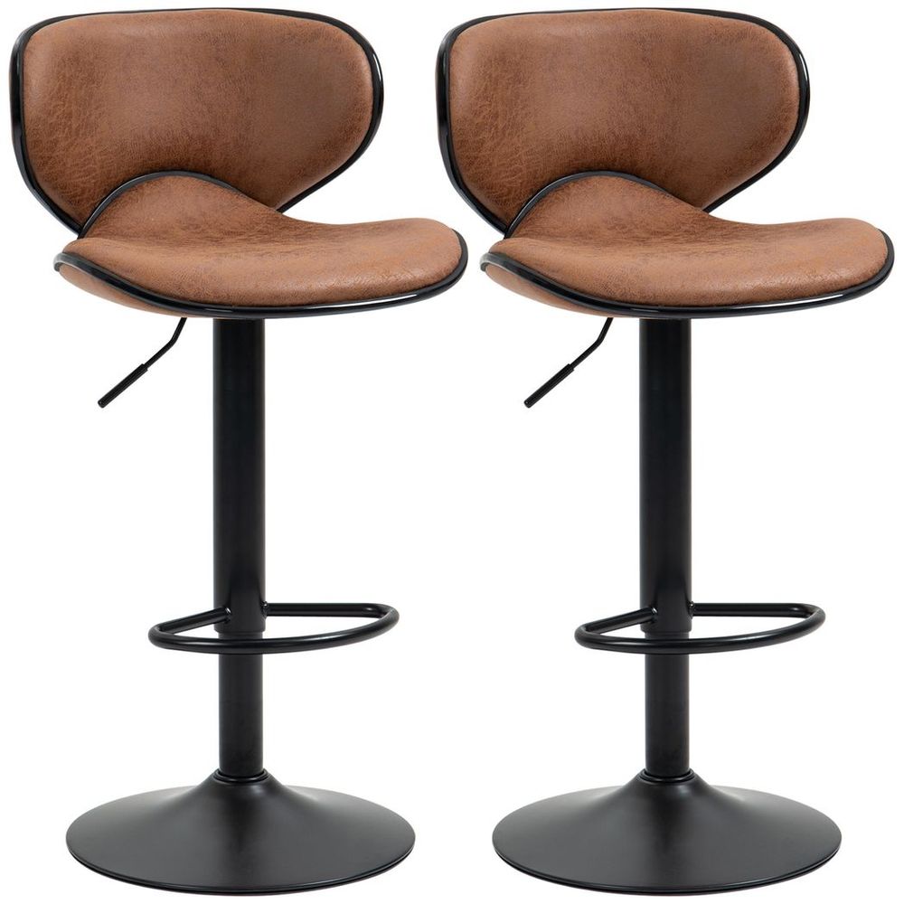 Adjustable Vintage Bar Stool Set of 2 - Stylish Microfiber Comfort & Support