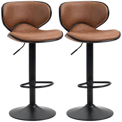 Adjustable Vintage Bar Stool Set of 2 - Stylish Microfiber Comfort & Support