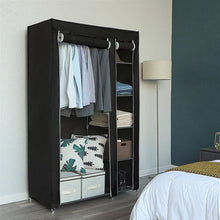 Load image into Gallery viewer, 67&quot; Portable Clothes Closet Wardrobe with Non-woven Fabric and Hanging Rod Quick and Easy to Assemble Black
