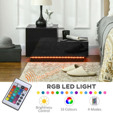 Load image into Gallery viewer, Modern LED Nightstand with Remote - High Gloss Cubic Design in Black
