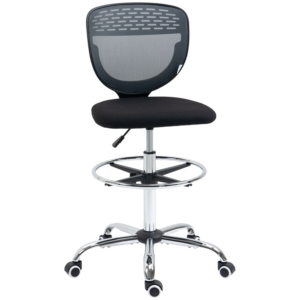 Vinsetto Adjustable Draughtsman Chair with Lumbar Support - Grey, Tall Comfort
