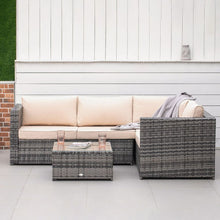Load image into Gallery viewer, Stylish 3-Piece Rattan Dining Sofa Set with Cushions for Outdoor Elegance
