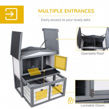 Load image into Gallery viewer, Deluxe 2-Tier Wooden Rabbit Hutch with Easy-Clean Tray &amp; Weather Protection

