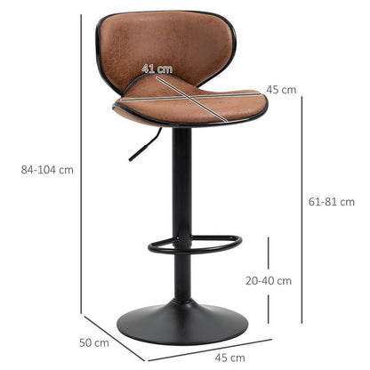Adjustable Vintage Bar Stool Set of 2 - Stylish Microfiber Comfort & Support