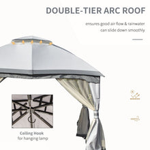 Load image into Gallery viewer, Stylish 4x3m Steel Gazebo with Double Tier Roof &amp; Mesh Sidewalls - Gray
