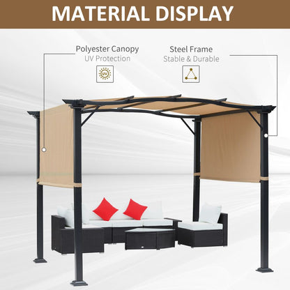 Adjustable Khaki Retractable Pergola Gazebo – Ultimate Outdoor Sun Control