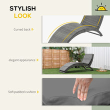 Load image into Gallery viewer, Outsunny Folding Rattan Wicker Sun Lounger with Cushion - Grey Paradise Awaits!
