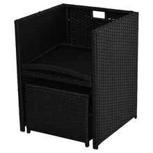 Load image into Gallery viewer, Luxury 11-PC Black Rattan Dining Set: Modern Comfort Meets Stylish Design
