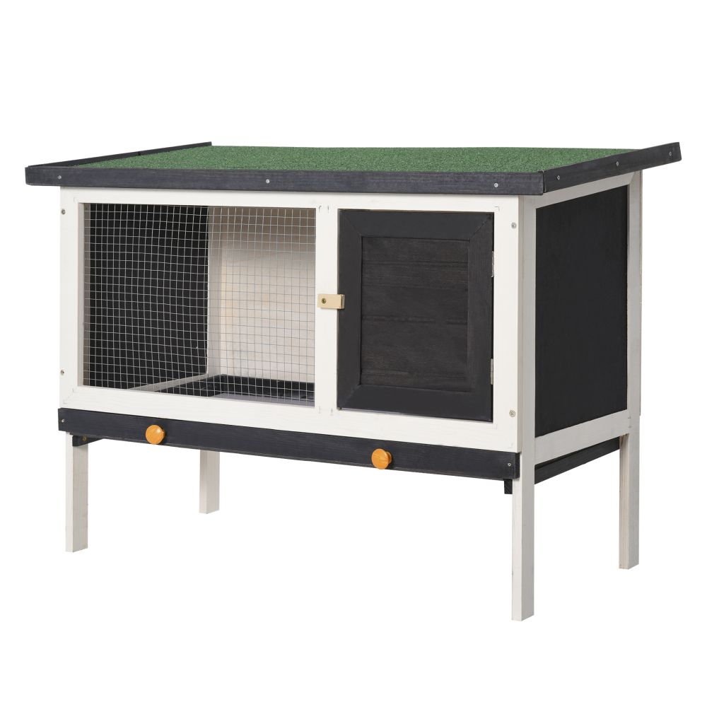 Spacious Wooden Rabbit Hutch with Openable Roof & Easy Cleaning Tray