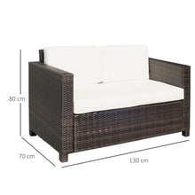 Load image into Gallery viewer, Outsunny Cozy 2-Seater Outdoor Sofa with Thick Cushions &amp; Rattan Table
