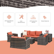 Load image into Gallery viewer, 6-Piece Rattan Wicker Sofa Set with Cushions &amp; Storage Tables - Outdoor Comfort
