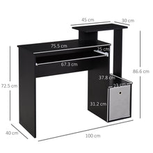 Load image into Gallery viewer, Unique Black Computer Desk with Sliding Keyboard Tray &amp; Storage Solutions
