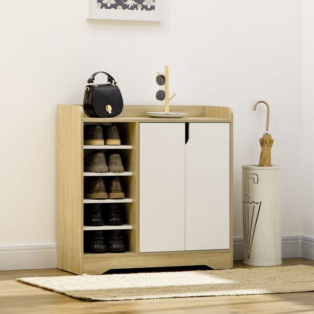Elegant Shoe Storage Organizer with Double Doors & Versatile Shelving Solutions