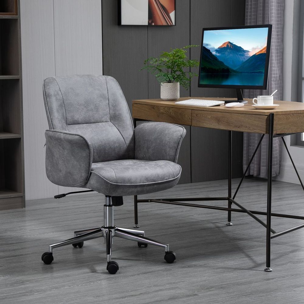 Vinsetto Ergonomic Swivel Office Chair - Chic Light Grey Comfort for Home