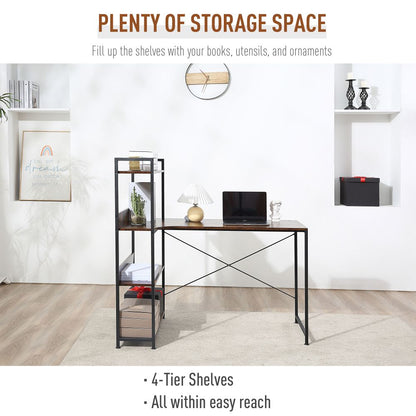 Retro Industrial Computer Desk with 4-Tier Storage – Stylish & Functional