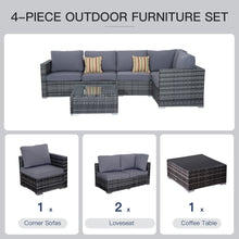 Load image into Gallery viewer, Elegant 4-Piece Grey Rattan Garden Set for Outdoor Bliss
