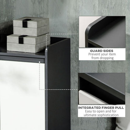 Glossy-Matte Modern Shoe Cupboard with Adjustable Shelves & Open Display Space