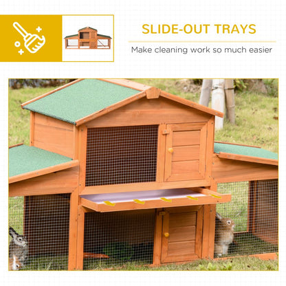 Deluxe 2-Tier Fir Wood Rabbit Hutch & Guinea Pig House - Spacious & Durable