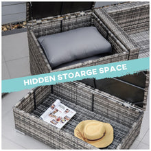 Load image into Gallery viewer, Stylish 6PC Grey Rattan Corner Sofa Set with Cushions &amp; Storage Tables
