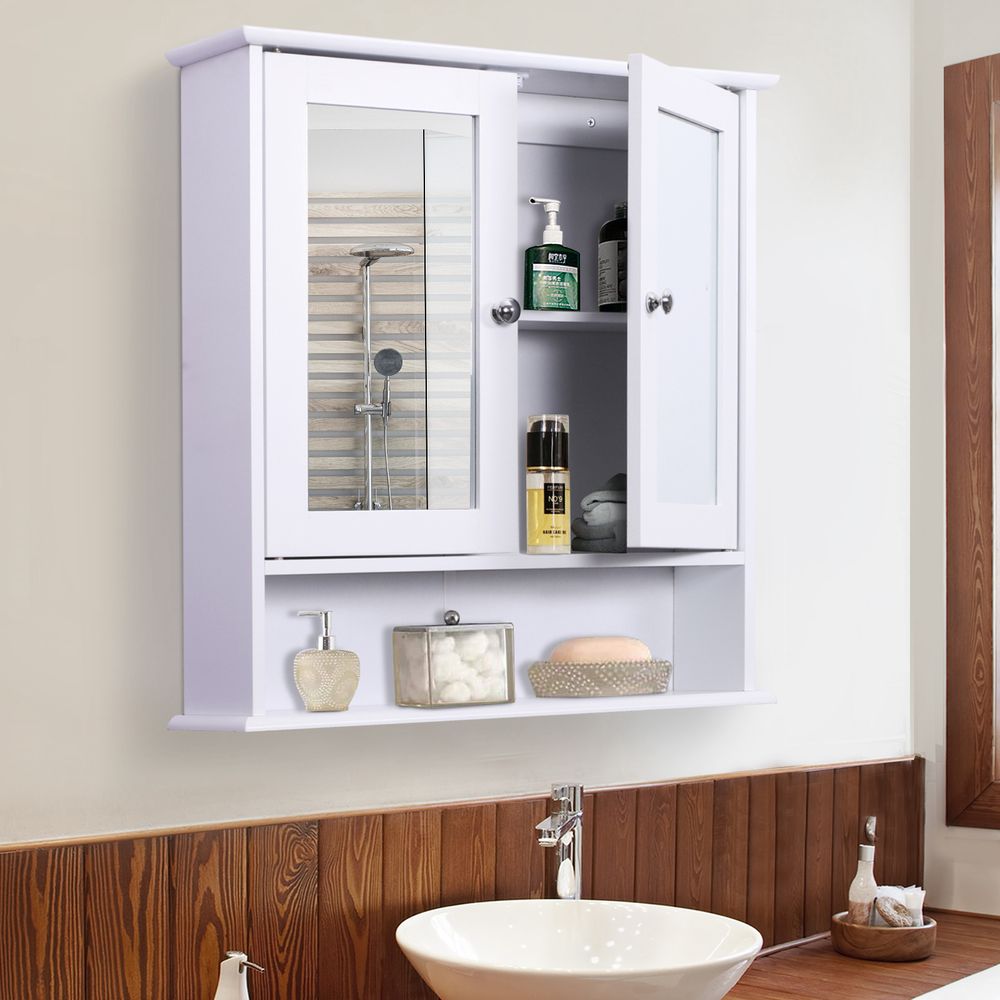 Stylish Wall-Mounted Cabinet with Mirrored Doors - Perfect for Bathroom & Living Room