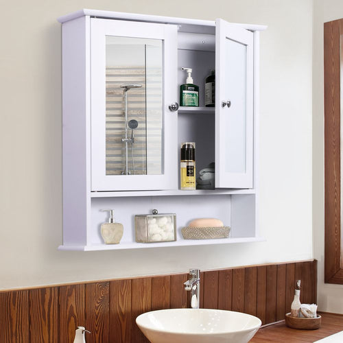 Stylish Wall-Mounted Cabinet with Mirrored Doors - Perfect for Bathroom & Living Room