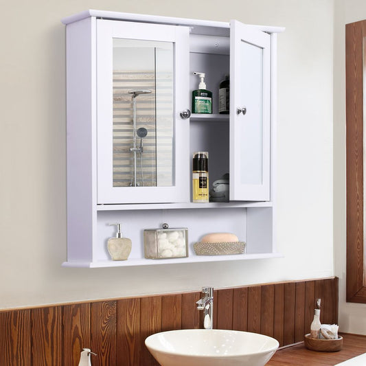 Stylish Wall-Mounted Cabinet with Mirrored Doors - Perfect for Bathroom & Living Room