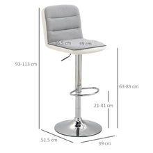 Load image into Gallery viewer, Bar stool Set of 2 Adjustable Height Upholstered Bar Chair Light Grey
