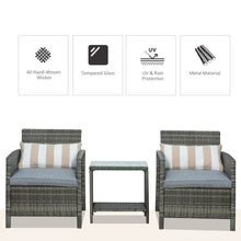 Load image into Gallery viewer, Outsunny 2-Piece Rattan Lounge Set with Cushions &amp; Stylish Side Table
