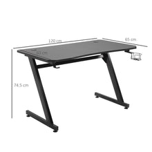 Load image into Gallery viewer, Ultimate Gaming Desk with Steel Frame, Cup Holder &amp; Headphone Hook - Black
