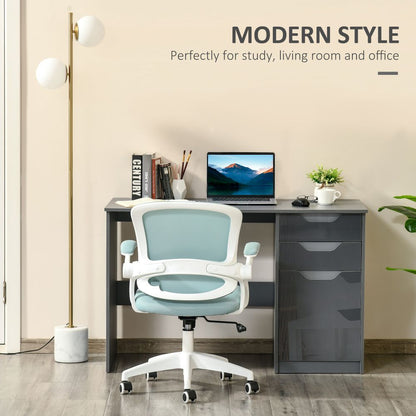 Modern Grey Computer Desk with Storage Drawers for Stylish Workspaces