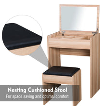 Load image into Gallery viewer, Chic HOMCOM Dressing Table Set: Mirror, Stool &amp; Versatile Flip-Top Design
