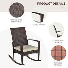 Load image into Gallery viewer, Chic Rattan Rocking Chair with Cushions - Comfort Meets Style in Brown/Beige
