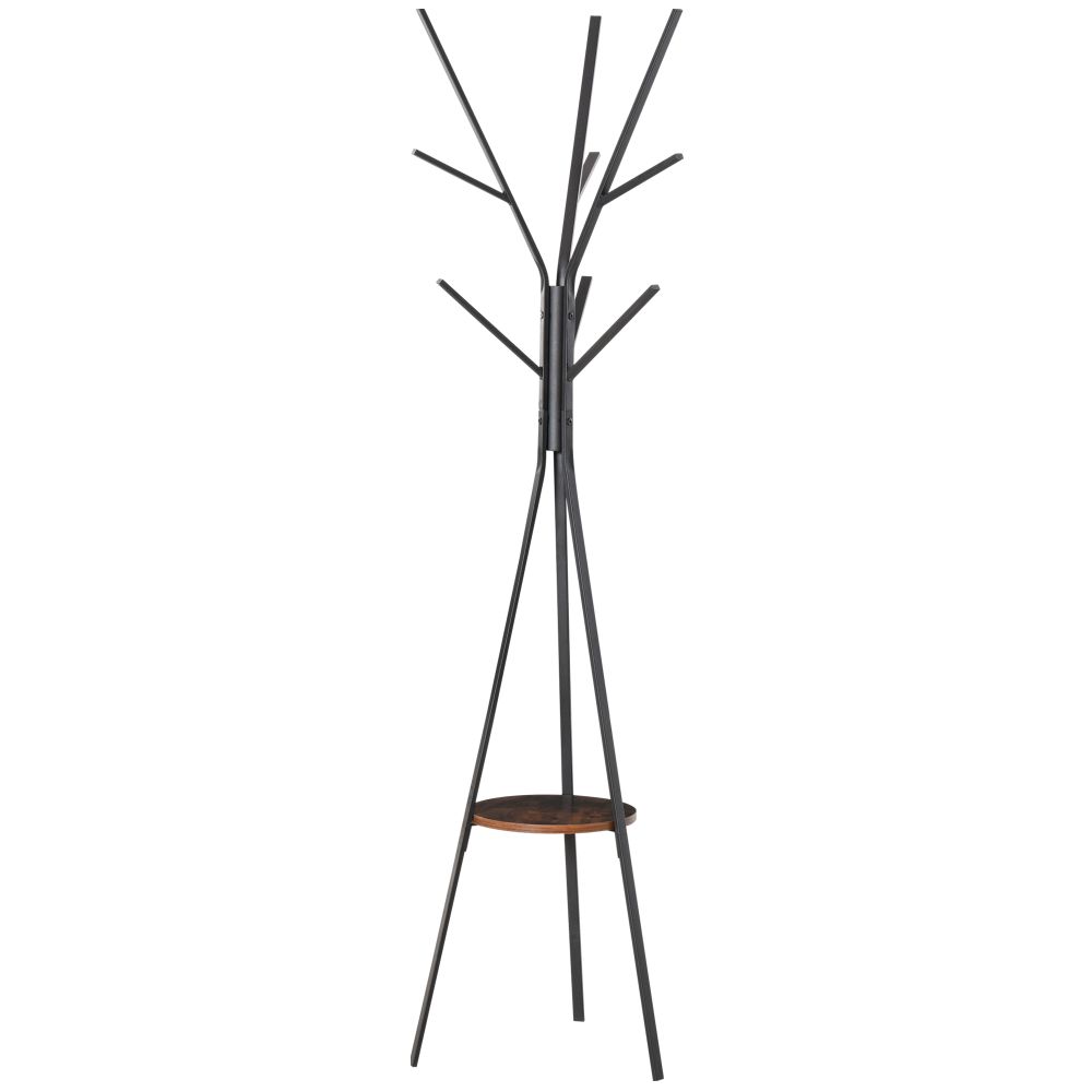 Stylish 180cm Metal Coat Rack & Shelf - 9 Hooks for Hats, Scarves & More!