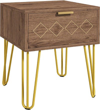 Load image into Gallery viewer, Glam Chic HOMCOM Bedside Table: Gold Legs &amp; Modern Drawer for Stylish Storage
