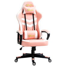 Load image into Gallery viewer, Vinsetto Pink Racing Gaming Chair w/ Lumbar Support - Comfort Meets Style!
