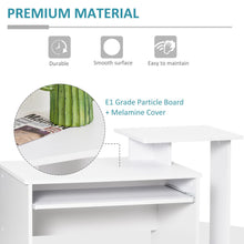 Load image into Gallery viewer, Stylish White Computer Desk with Keyboard Tray &amp; Hidden Storage Solutions
