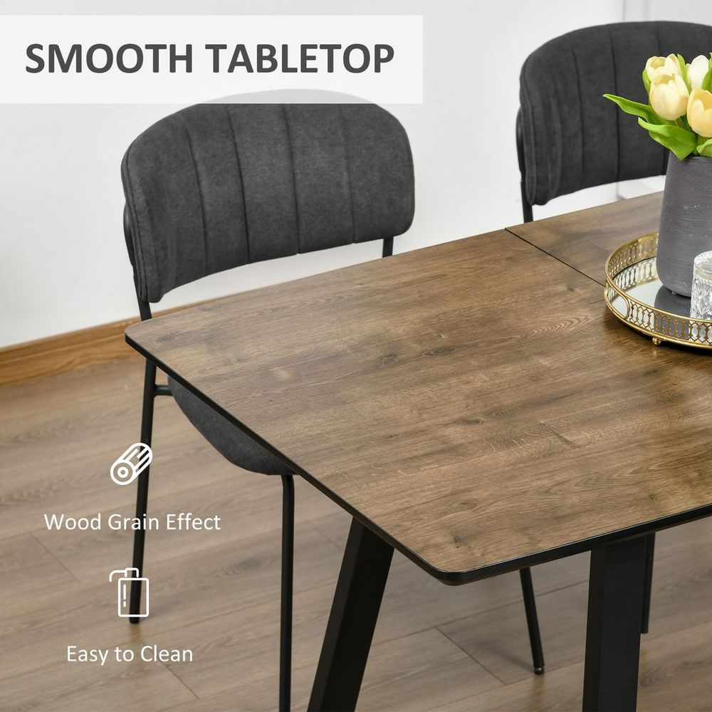 Stylish Extendable Dining Table: Industrial Wood & Metal Design for 4-6 Seats