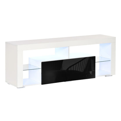 HOMCOM 140cm High Gloss TV Stand with RGB LED Lighting & Ample Storage
