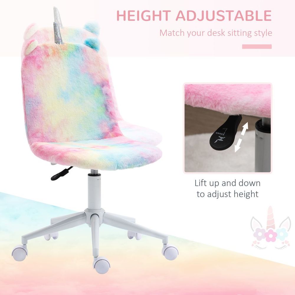 Vinsetto Fluffy Unicorn Chair: Cute Swivel Desk Seat for Magical Workdays!