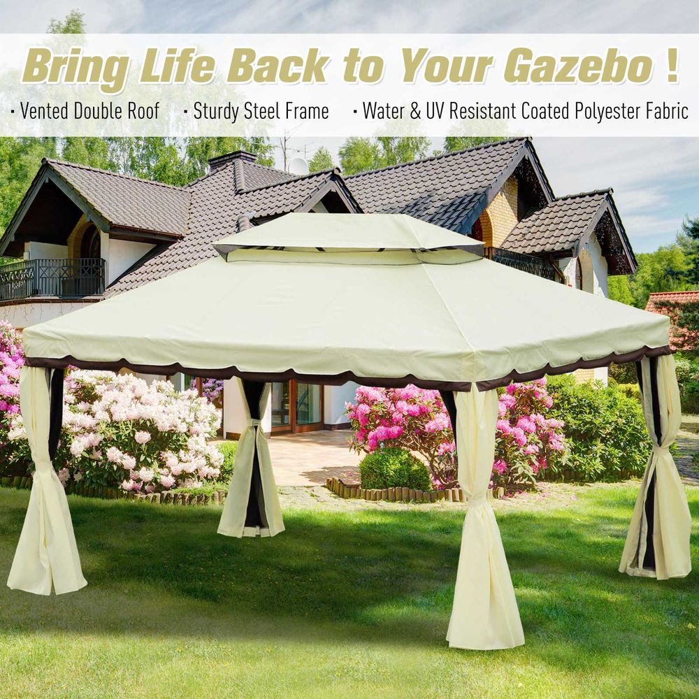 Elegant 3x4m Vented Aluminum Gazebo - Cream White for Perfect Outdoor Gatherings