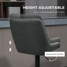 Load image into Gallery viewer, HOMCOM Adjustable Bar Stools Set of 2 - 360° Swivel Grey Faux Leather Chic
