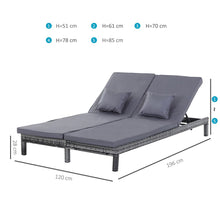 Load image into Gallery viewer, Double Adjustable Rattan Lounger Set with Cushions - Stylish Outdoor Comfort
