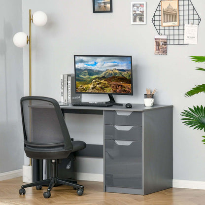 Modern Grey Computer Desk with Storage Drawers for Stylish Workspaces