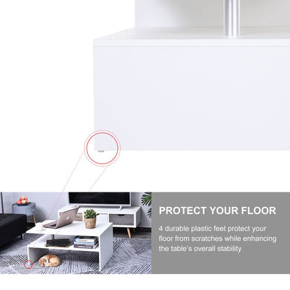 Modern 2-Tier White Coffee Table: Sleek Storage & Display Solution