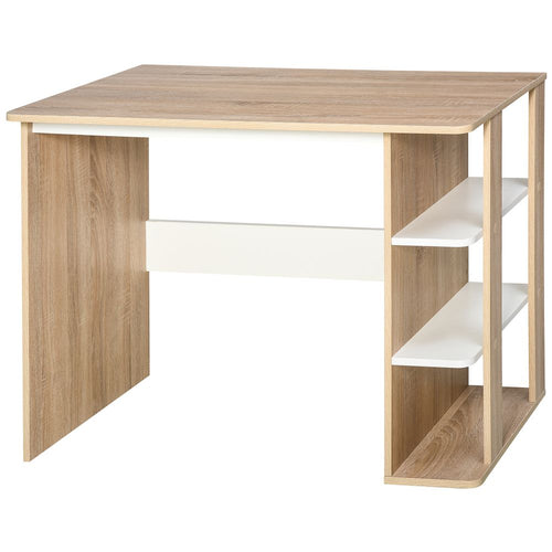 Stylish Duo Work Desk with 3-Tier Shelves - Sleek & Sturdy 2-in-1 Solution
