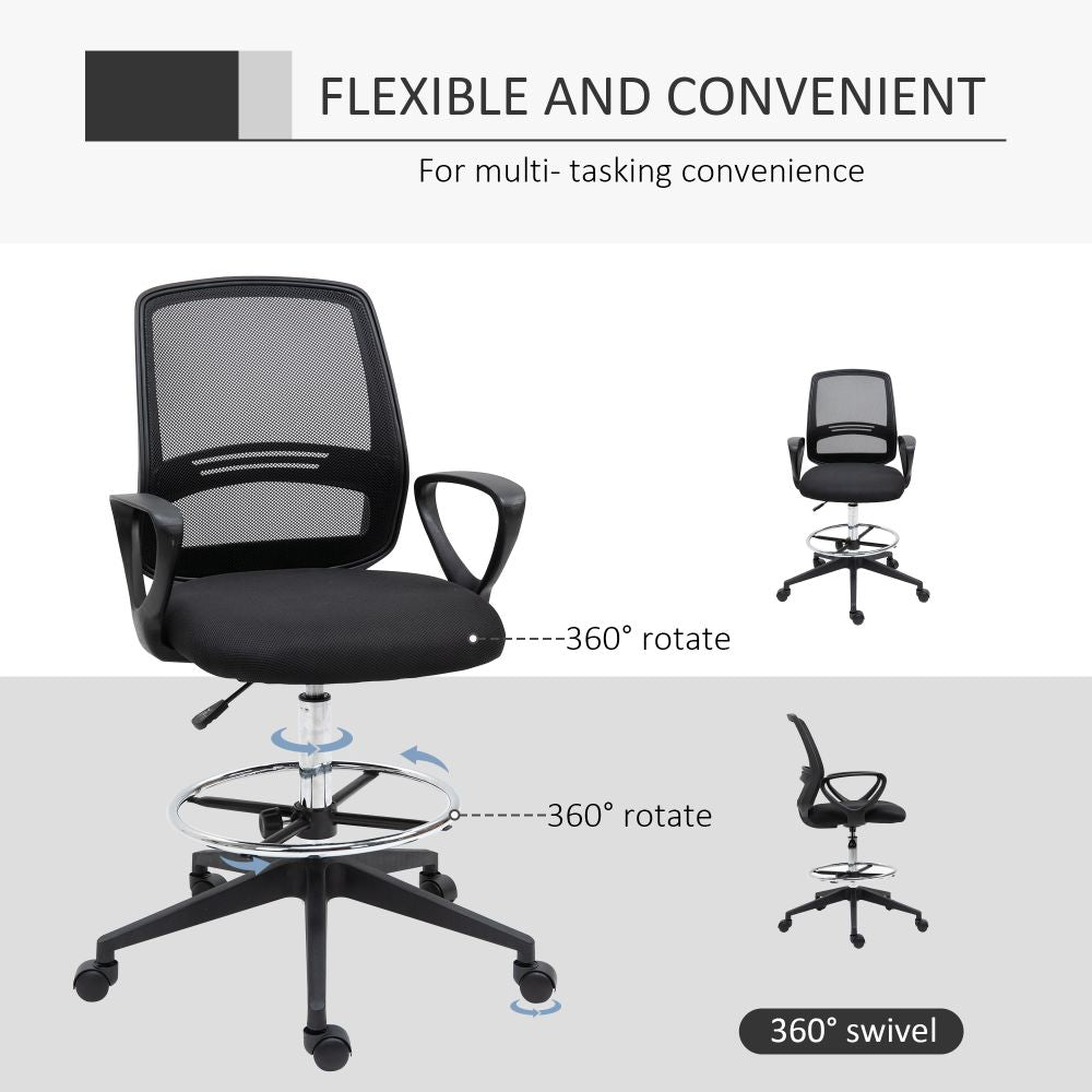 Ergonomic Tall Drafting Chair with Adjustable Height & Footrest for Comfort