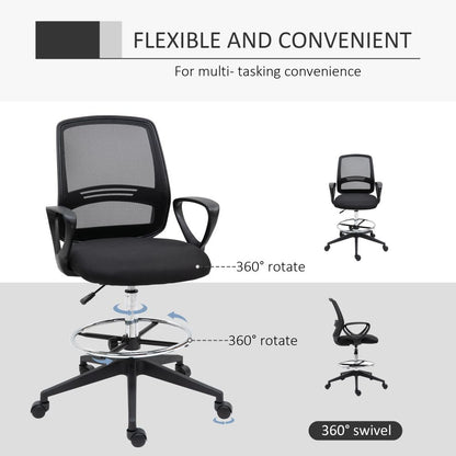 Ergonomic Tall Drafting Chair with Adjustable Height & Footrest for Comfort